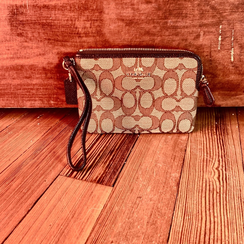 Tan Coach Small Wristlet